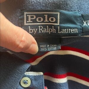 Polo by Ralph Lauren Navy Red White Striped Polo Shirt